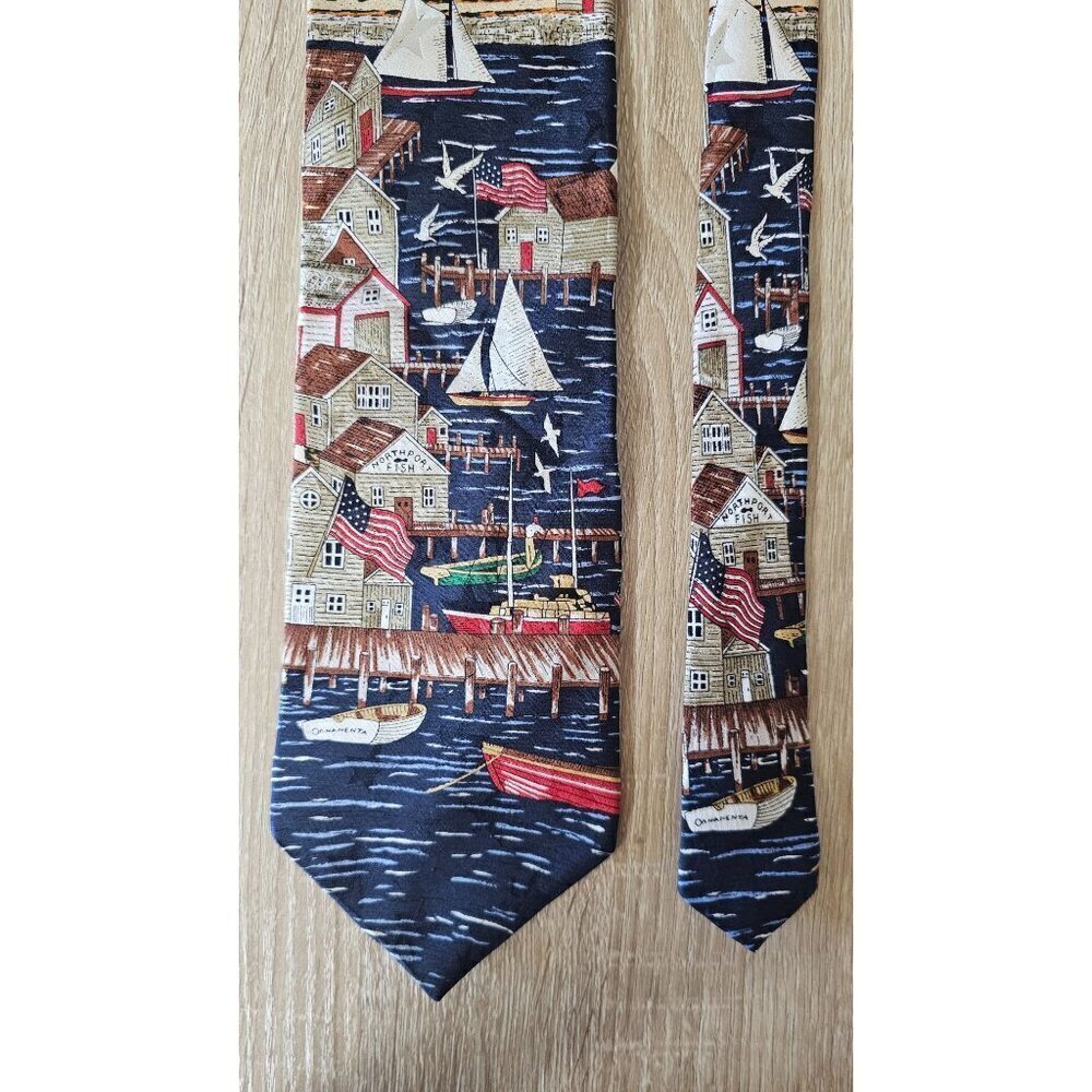 Americana Silk Vintage Tie Novelty Villa Print